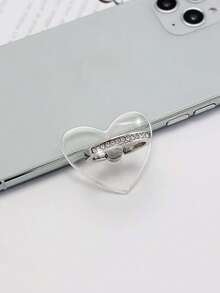 防震水晶水钻心形手机支架，透明樱花手机支架，360°旋转指环手机支架，兼容大多数智能手机、平板电脑和手机壳，兼容、安卓手机，生日礼物，送给家人和朋友的礼物，手机指环支架，手机配件，情人节礼物 - 彩色 - 查看 8