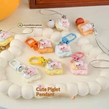 1个新款创意躺卧小猪钥匙扣，可爱女孩背包挂件，友情礼物，派对礼物，精致礼物，迷你摆件，生日礼物，节日礼物，圣诞节礼物，毕业礼物，愚人节礼物，万圣节礼物 - 彩色 - 查看 5