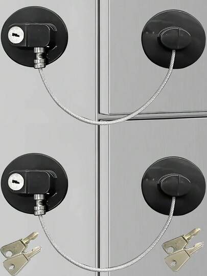 Cerradura de refrigerador con llave, cerradura de para refrigeradores, gabinetes, cajones y ventanas - Instalación fácil, sin necesidad de perforar