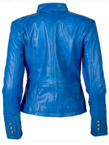 AVIATRIX Women's Real Leather Parade Short Jacket Blue T5J4 - Blue - View 4