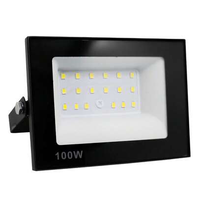Refletor LED 100W Holofote Mini Branco Frio 6000K Alta Resistência a Água IP67 Bivolt