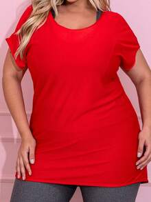 Plus Size Sports Tees & Tanks - 紅色 - 查看 5