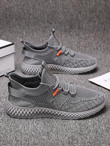 Men's Fashion Breathable Knitted Running Shoes, Suitable For All Seasons - Grey - View 5