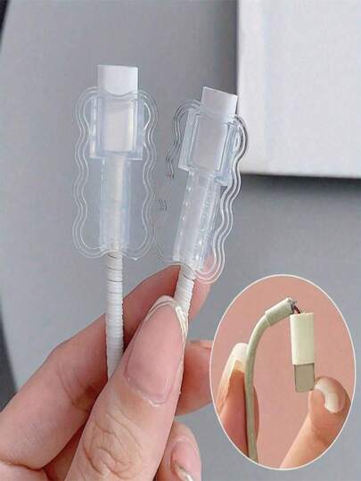 Classic Transparent Design Charging Cable Protector, Non-Yellowing Soft Wave Charging Cable Protector, Lightning Charging Cable Protector, Unisex Multiple Options Of Charging Cable Protector