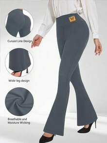 1pc Women's High Waist Flare Pants With Butterfly Pattern - Grey - View 5