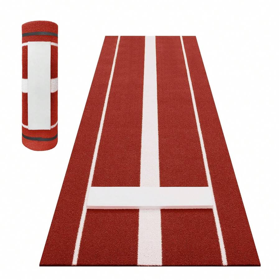 Tapete de Lanzamiento para Softbol Profesional 3x1 m - Césped Antideslizante y Resistente, con Base de Goma para Entrenamiento Interior/Exterior - Rojo - Ver 1
