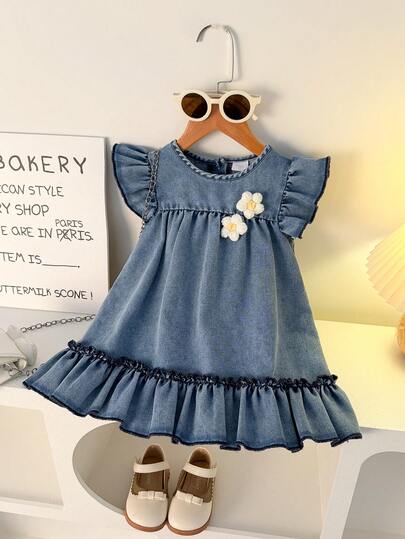 Vestido casual sin mangas con estampado floral para bebé/niña pequeña, adecuado para uso diario, al aire libre, calle, escuela, transporte, fiesta en verano