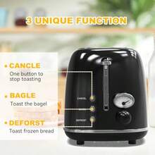 tostador de 2 rebanadas tostador retro de acero inoxidable con 6 ajustes ranuras  anchas de 1.5 pulgadas función de bagel/descongelación/cancelación bandeja íble para migas rosa bebé - Oscuro - Ver 2