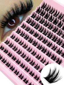 Asiteo 100/120 piezas Extensiones de pestañas naturales tipo D rizo 8-16mm Longitud mixta Pestañas esponjosas y difuminadas Suaves Agrupadas Reutilizables Adecuadas para Eid, fiestas, bodas, damas de honor, viajes, vacaciones, playa, maquillaje de mar - D - Ver 7