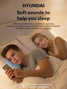 HYUNDAI S-1 Sleep Sound Speaker, Wireless Bluetooth 6.0, Long Battery Life, Designed For Sleep, Excellent Sound Quality And Soft Audio Effect, Sleep Audiobook To Aid Memory, Auto-Off Timer, Placed Under Pillow, Compact & Slim Sleep Sound Speaker Compatible With Smartphones - Wireless Pillow Speaker (Blue) - View 5