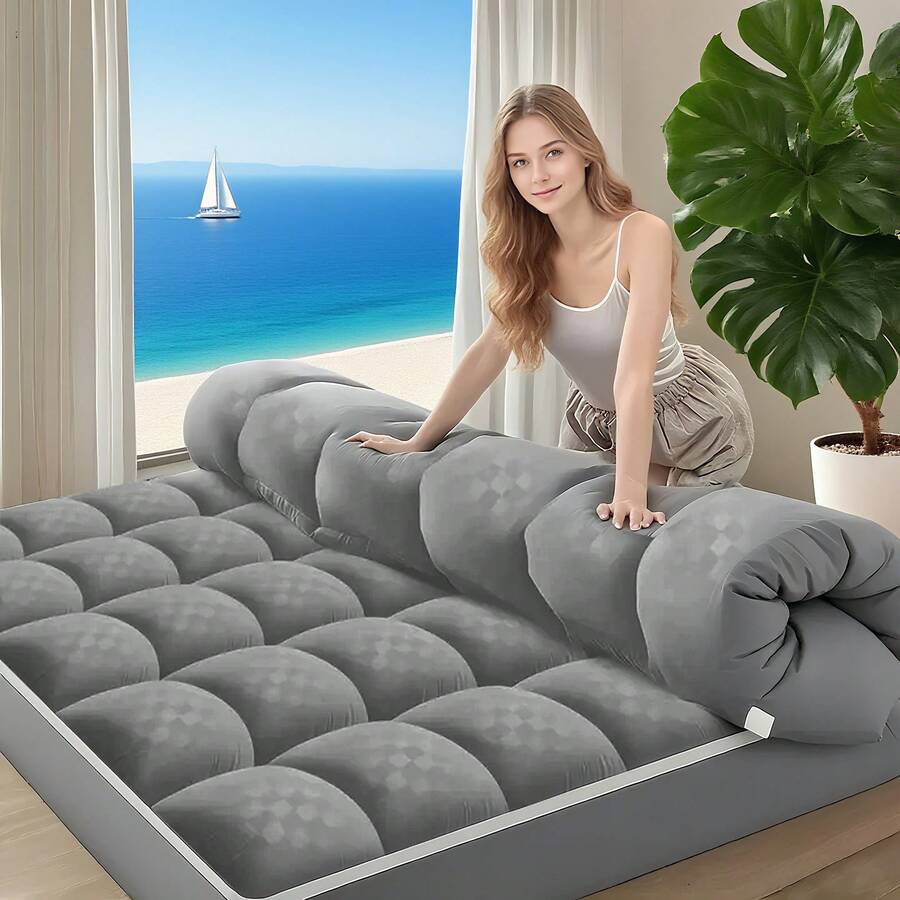 JustLet Mattress Topper - Ultra Plush, Pain-Relieving Pad With Cooling Technology, 8-21 Inch Deep Pocket Design, Luxurious Overfilled Down-Alternative Fill - Light Grey - View 1