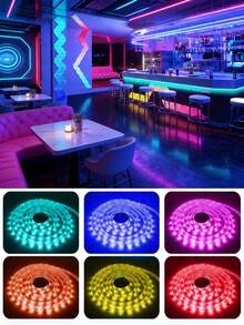 3.28ft (1 Roll) ~ 98.42ft (2 Rolls) RGB LED Light Strip With 44-Key Infrared Remote Control, USB 5V LED Strip With Adhesive Backing, Dimmable, Bedroom Party Decor, Kids Room Decor, Holiday Celebration Lighting, Home Decor Wall Decoration - Black Plate - View 6
