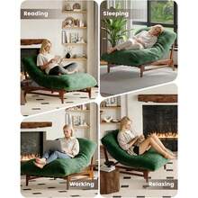 TYBOATLE 47'' Oversized Living Room Chair, Solid Wood Frame Bean Bag Chair With Thick Plush Cushion, Modern Upholstered Comfort Lounge Chair For Living Room, Reading Room, Office, Green - 綠色 - 查看 2