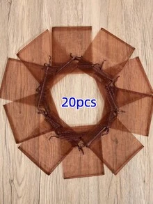 5/20 pièces Lot de sacs en organza de couleur unie, sacs cadeaux pour emballage de bonbons et chocolats, sacs en maille, sacs cadeaux à cordon pour rangement de bagues et boucles d'oreilles - Marron - Voir 11