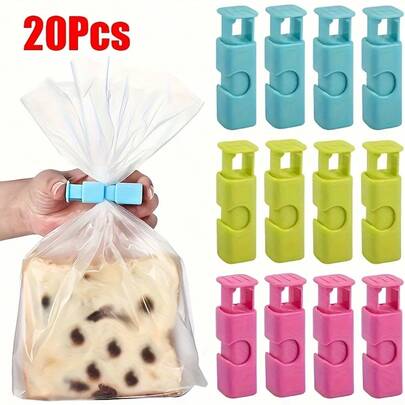 20pcs Food Bag Clips, Bread Bag Sealing Clips, Moisture-Proof Freshness Clips, Spring-Loaded Sealing Clips Suitable For Milk Powder Bags, Plastic Bags, And Snack Bags Kitchen Organization And Storage, Kitchenware