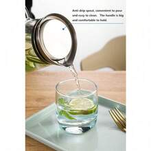 1.5 Liter 50oz/1500ml Glass Pitcher With Lid, Easy Clean Heat Resistant Glass Water Carafe With Handle For Hot/Cold Beverages - Water, Cold Brew, Iced Tea & Juice, With 1 Long-Handled Brush Included - Default - View 4