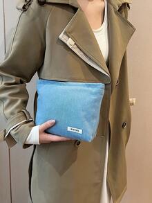 Denim Cosmetic Bag, Portable Travel Makeup Bag, Organizer Clutch Pouch Toiletry Bag Skincare Bag Wash Bag Toiletry Travel Bag Vacation Essentials For Women Travel Bags For Women Large Capacity Bag - Multicolor - View 6