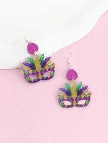 Carnival Party Mask, Iris Acrylic Earrings, Exaggerated Fashion, Festival Atmosphere Earrings (Card Not Included) - Multicolor - View 8
