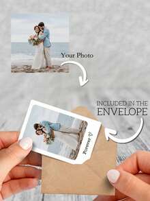 1pc Customizable Photo Wallet Card, Greeting Card, Personalized Photo Wallet Insert Card, Anniversary Photo Greeting Card, Photo Love Letter Card, Customizable Photo And Personalized Text, Wallet Accessory, Fashion, Valentine's Day Gift, Anniversary Gift, Christmas Gift, Birthday Gift, Wedding Gift, Engagement Gift, Elegant Romantic, Couple Gift, Photo Love Letter Greeting Card - Multicolor - View 6