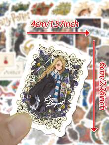 Harry Potter 50pcs Watercolor Style Graffiti Stickers, Character Stickers, Ron Hermione Malfoy, Vinyl Waterproof Stickers, Suitable For Water Bottles, Laptops, Bumpers, Water Bottles, Computers, Phones, Hats, Cars, Fun Stickers For Teens And Adults, Souvenir Gifts, Birthday Gifts [Official Licensed] - Multicolor - View 2