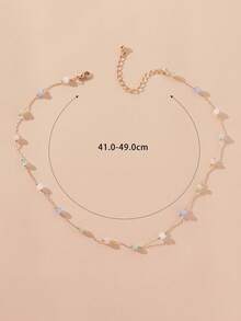 1pc Simple Fashion Cat Eye Stone Beaded Copper Chain Necklace, Suitable For Women's Daily, Date, Vacation, Nightclub Wear. The Number Of Beads May Vary Slightly, Please Refer To The Length. - Bead Chain - View 4