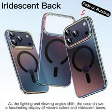 Funda Iridiscente para iPhone 17 Pro 6.3 Pulgadas Compatible con MagSafe, Lindo Diseño Único y Estético, Carcasa Fluorescente Colorido Translúcida Respaldo (Negro Iridiscente),41114691 - Azul menta - Ver 5