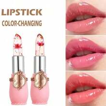 2pcs Crystal Jelly Dried Flower Lipstick, Magic Temperature-Change Lip Gloss, PH-Transparent Magic Lipstick, Long-Lasting Nourishing Moisturizing Lipstick, Plump Lips - Strawberry - 查看 1