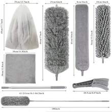 Microfiber Feather Duster Kit, Dusters For Cleaning, Duster With Extension Pole 100 Inches, Cobweb Duster, Microfiber Dusters For High Ceilings And Fans, Blinds, Cars And Furniture - 9PCS - View 3