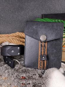 中世纪仿皮腰包，带O型环腰带，文艺复兴时期角色扮演腰包，复古维京中世纪角色扮演男女通用腰包 - B - 查看 5