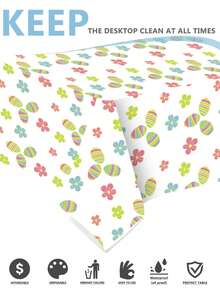1/2pcs Easter Egg Tablecloth, Disposable Plastic Tablecloth, Waterproof And Oil-Proof, Protect Tabletop, Home Supplies - Multicolor - View 1