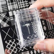 一套迷你方形透明硅胶美甲印章，方形美甲印花，可水洗 | 粘性好 | 高透明度硅胶，多功能，印花板转移工具 | 亚克力刮刀，美甲硅胶密封圈 - 彩色 - 查看 5