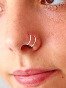 1件925纯银单/双鼻环，扭曲鼻环，螺旋鼻环，金鼻环，金鼻环，螺旋耳环，尺寸：6毫米、7毫米、8毫米、9毫米、10毫米 - 鼻環 - 查看 2