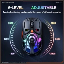 ONIKUMA 黑色 DM02 无线游戏鼠标，三模式连接，RGB 背光，最高 12,800 DPI，符合人体工程学设计，适用于台式机和笔记本电脑游戏，镂空结构，有线和无线模式。 - 黑色 - 查看 2