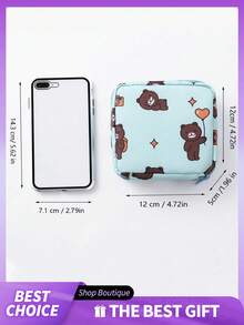 1/2pcs Super Cute Portable Cartoon Feminine Hygiene Product Pouch, Suitable For Women To Use During Menstruation. Can Hold Coins, Cosmetics, Tissues And Other Small Items. Waterproof Handbag Perfect For Business Trips, Travel Or Students Going To School. (Graphic Placement May Vary.) - Multicolor - View 2