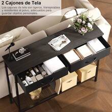 Credenza Recibidor con 2 Cajones de Tela y Estantes Dobles, Mesa Consola Moderna para Sala, Entrada y Pasillo, Color Gris Carbón - Gris Carbón - Ver 3