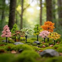 1/10pcs 6.5cm Mixed Model Trees, DIY Craft, Architecture Model, Landscape Scenery, Natural Green, Handmade Scene, Wire Flower Trees, Finished Mini Landscape Model Trees, Modeling Material 65mm - Simulated Miniature Wire Flower Tree - View 3