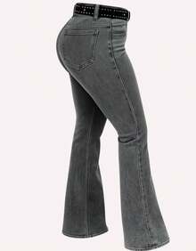 Women's Plain Country Flare Jeans, Butt-Shaping, Premium Line, High Waist With Lycra, Rodeo, Horseback Riding, West - Lisa Graphite - View 3