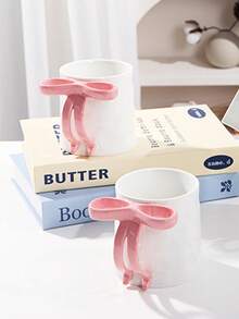 Exquisite Girly Bowknot Handle Ceramic Cup, High-Quality Coffee Mug, Dessert Cup, Gift For Girls - Multicolor - View 4