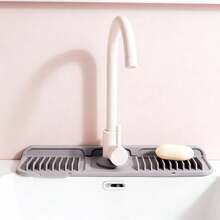 Silicone Faucet Splash Guard – Leak-Proof Drip Catcher Mat For Kitchen And Bathroom - Dark gray - View 2