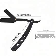 1 件剃须套装，含高级折叠剃刀 - 理发店品质直刃剃刀，适用于男士面部护理、手动剃须、修剪胡须和理发 - 不锈钢材质，符合人体工程学设计，便携且节省空间 - 多色 - 查看 5