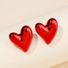 一对甜美韩式糖果色爱心耳环，优雅设计，适合作为情人节礼物 - 炫彩愛心耳環 - 查看 9