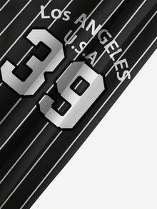 Men's Summer Letter Print Pattern Drawstring Waist Slant Pocket Hawaiian Quick-Dry Double-Layer Mesh Lined Shorts, 3D Print Fashion Casual Beachwear Swim Trunks - Black and White - View 6