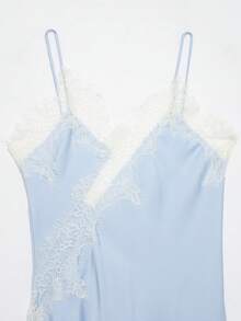 Seelio 新款女士时尚欧美风蕾丝装饰性感内衣风上衣 夏季 - 藍色 - 查看 6