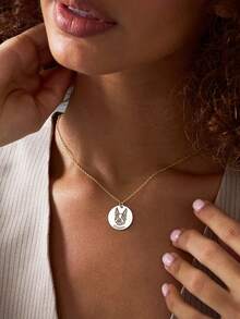 1pc Fashionable Minimalist Customized Photo Necklace, Unique Gift Suitable For Family, Couples, Parent-Child, Pets, Fashion, Retro, Minimalist, Unisex, Casual, Cute, Customized, Personalized, Distinctive, Ideal Gift For Him, Ideal Gift For Her, Boyfriend, Girlfriend, Dad - Multicolor - View 9