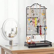 Meangood Black Jewelry Organizer Stand, Earring Holder Rack For Hanging Earrings Necklace Bracelets Watches Jewelry Display Large Rings Storage As Women Gift - 黑色耳環 - 查看 7