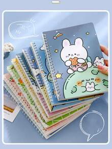 60pcs/Book A5 Cartoon Spiral Notebook, Notebook, Middle East Back To School Season, Student Thick Cute Spiral Notebook, High-Quality Eye-Friendly Memo Pad, Super Thick Large Capacity Notebook, Cute Student Diary, Memo Book, Planner, Back To School, Holiday Gift - Multicolor - View 5