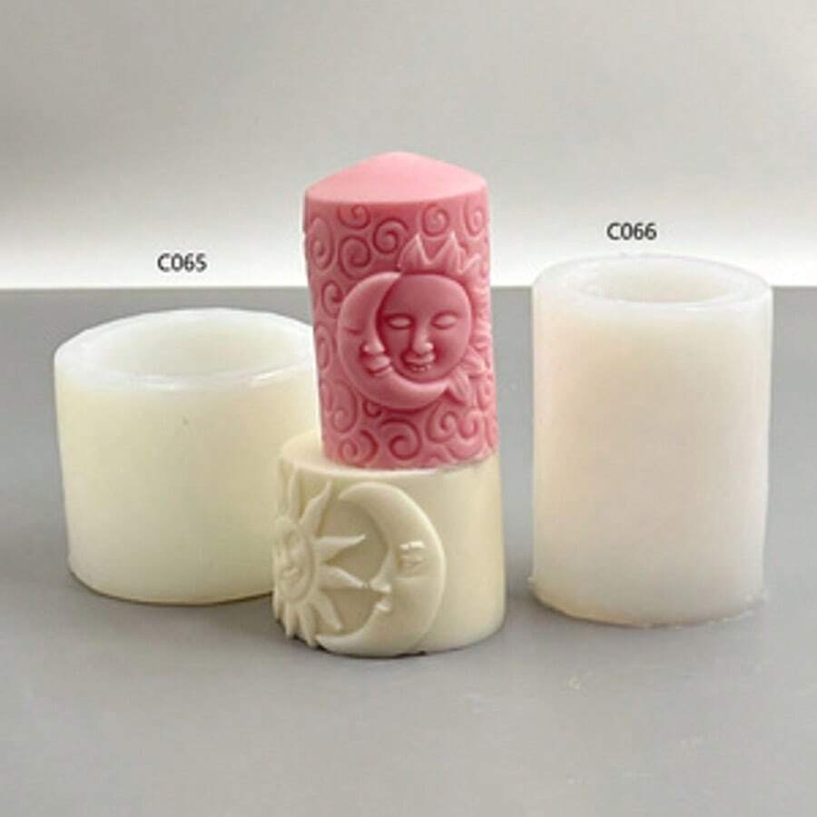 Sun, Moon, Face Shaped Candle Silicone Mold DIY - White - View 1