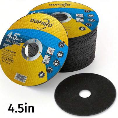 5片装4.5英寸金属切割片 - 双层网状树脂砂轮，厚度1.2毫米，不锈钢刀刃，效率更高，切割边缘干净，毛刺极少，适用于家居装饰、管道和五金加工。