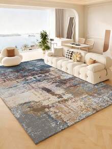 1pc Fashionable Gradient Color Indoor Decorative Rug, Faux Wool Plush Material Indoor Carpet, Living Room Rug, Sofa Rug, Bedroom Rug, Bedside Anti-Slip Mat, Dining Room & Kitchen Rug, Office Chair Pad, Entryway Doormat, Outdoor Picnic Mat, Outdoor Camping Blanket - Grey - View 3