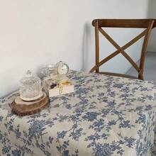 jjytMantel de Lino de Algo Azul Floral Pastoral Mantel Rectangular Mantel de Mesa de Centro de Estilo rustico para  Camping Comedor Inter y Exter 59x39 pulgadas/150x100Mesa de centro exterior - 150x100cm - Ver 4